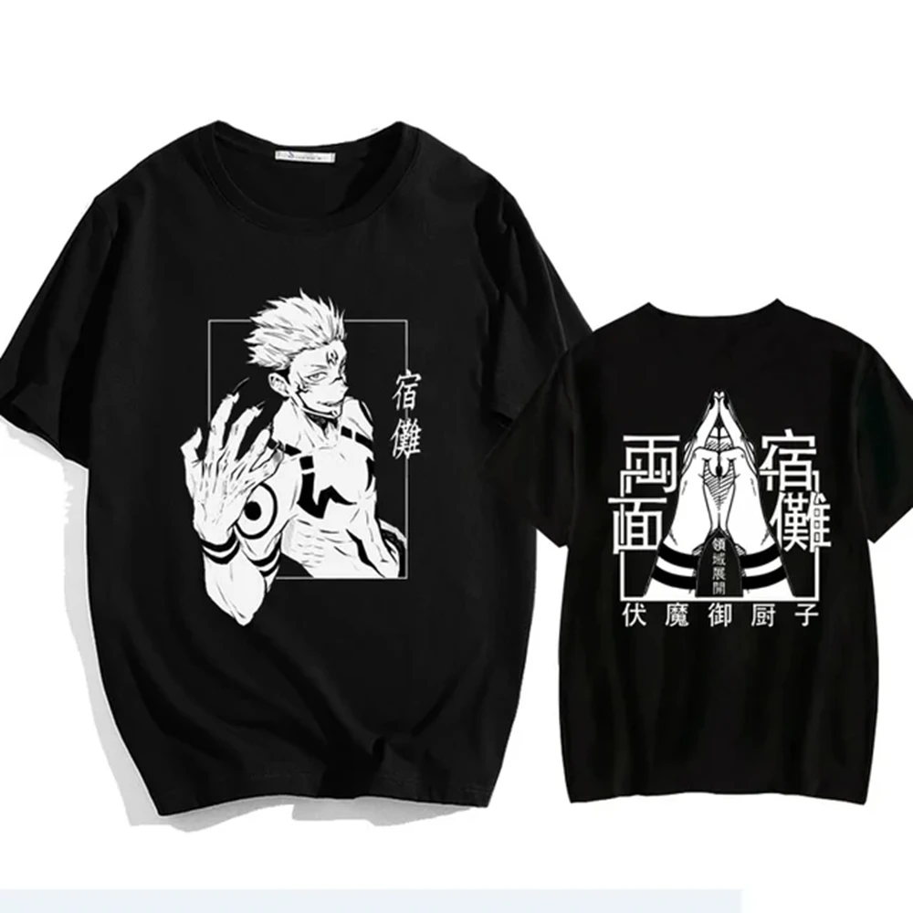 Fashion Jujutsu Kaisen Satoru Gojo Anime Printed Lady o-collo manica corta T-Shirt da donna nero bianco manica corta 80125