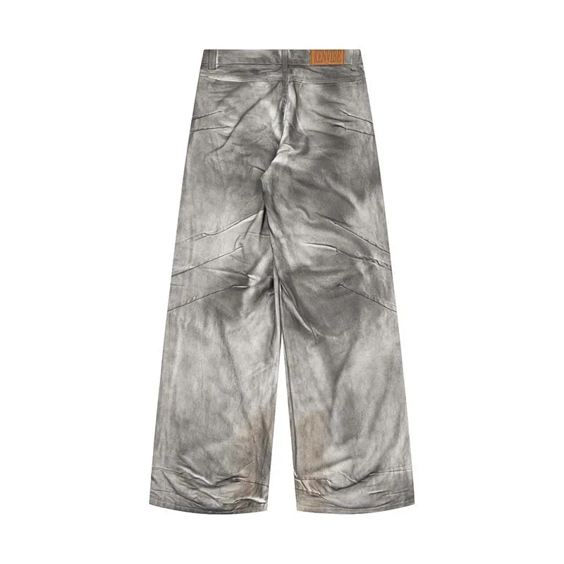 High Street Y2k Jeans Men Distress Water Washed loose Denim Pants Wide Leg Baggy Jeans Designer Vintage Y2k Clothes Men