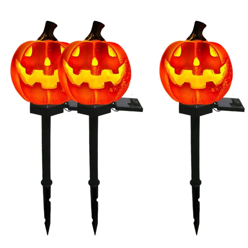 Solar Halloween Pumpkin Light, Waterproof Garden Solar LED Light Outdoor Solar Pumpkin Lamp with Stake for Lawn Decoration