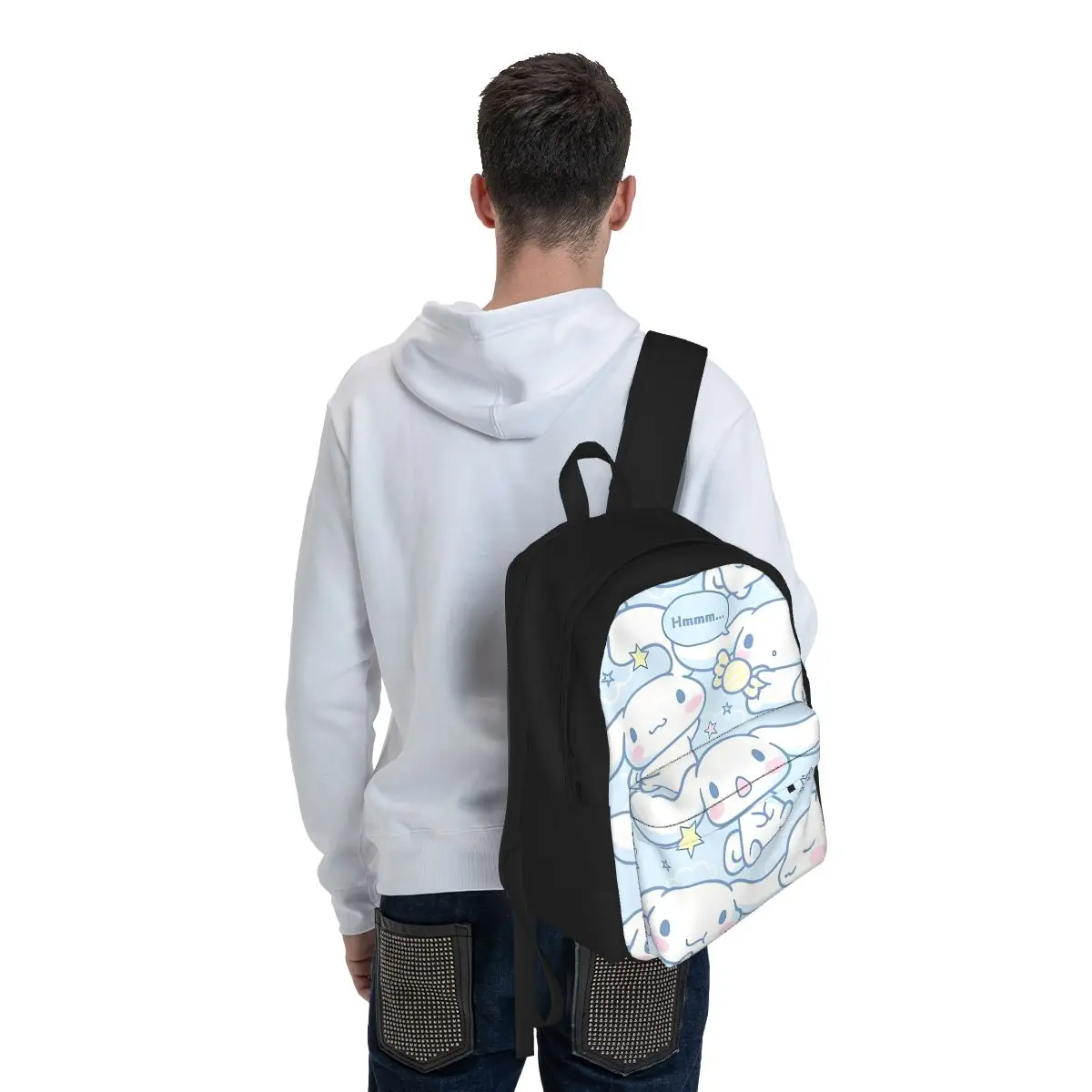 Sanurgente Cinnamoroll-Sac à dos de dessin animé pour enfants, sac d'école classique, sac à dos pour garçons et filles, sac à dos pour ordinateur, mignon, imprimé Mochila