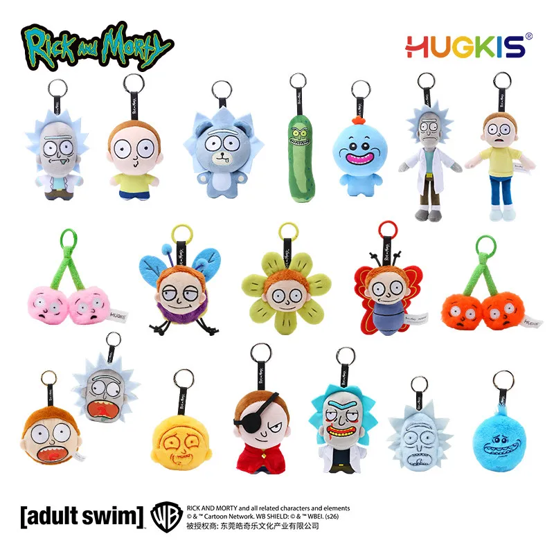 

Официальные лицензионные плюшевые брелоки HUGKIS «Рик и Морти», мягкие игрушки-персонажи, подвески для сумок, брелоки-шармы, подарок для фанатов аниме