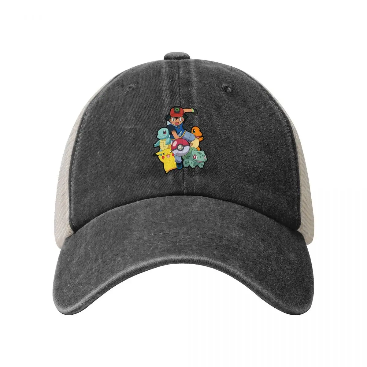 Pure Color Dad Hats Pokemon Ashh Poke Poke Sticker Women's Hat Sun Visor Baseball Caps Pocket Monster Pikachu Peaked Cap