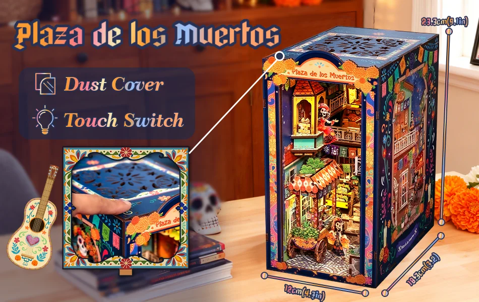 Original CUTEBEE DIY Buchnische „Tag der Toten“ (Plaza De Los Muertos) Mexikanische Folklore Bücherregal-Einsatz-Deko DIY-Bastelset – Detail 4