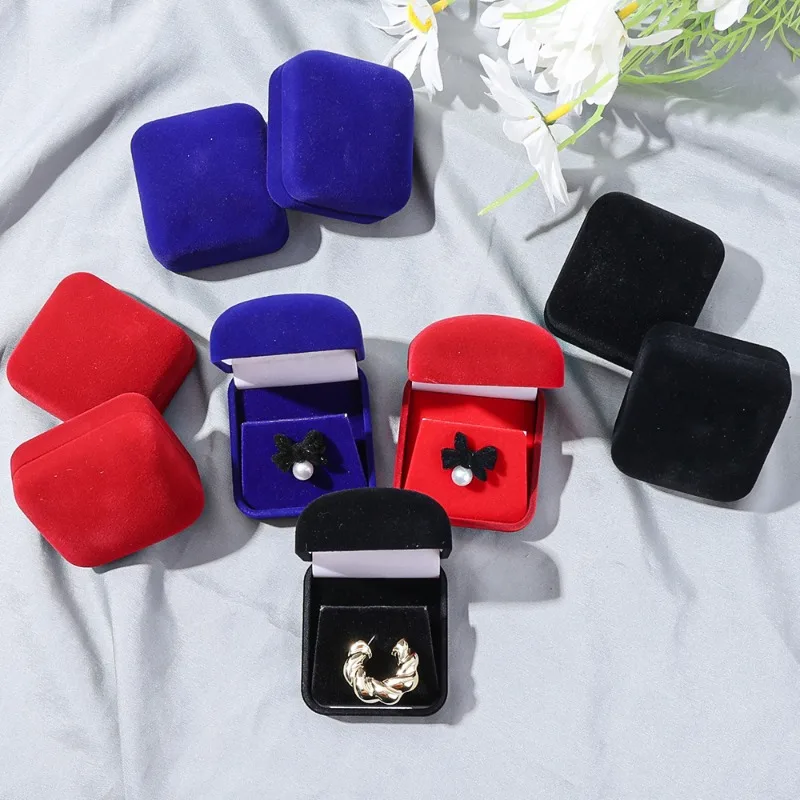 Valentine Day Gift Rings Display Holder Storage BoxEngagement Velvet Earring Ring Packaging Box Jewelry Organizer Lover Propose image 3