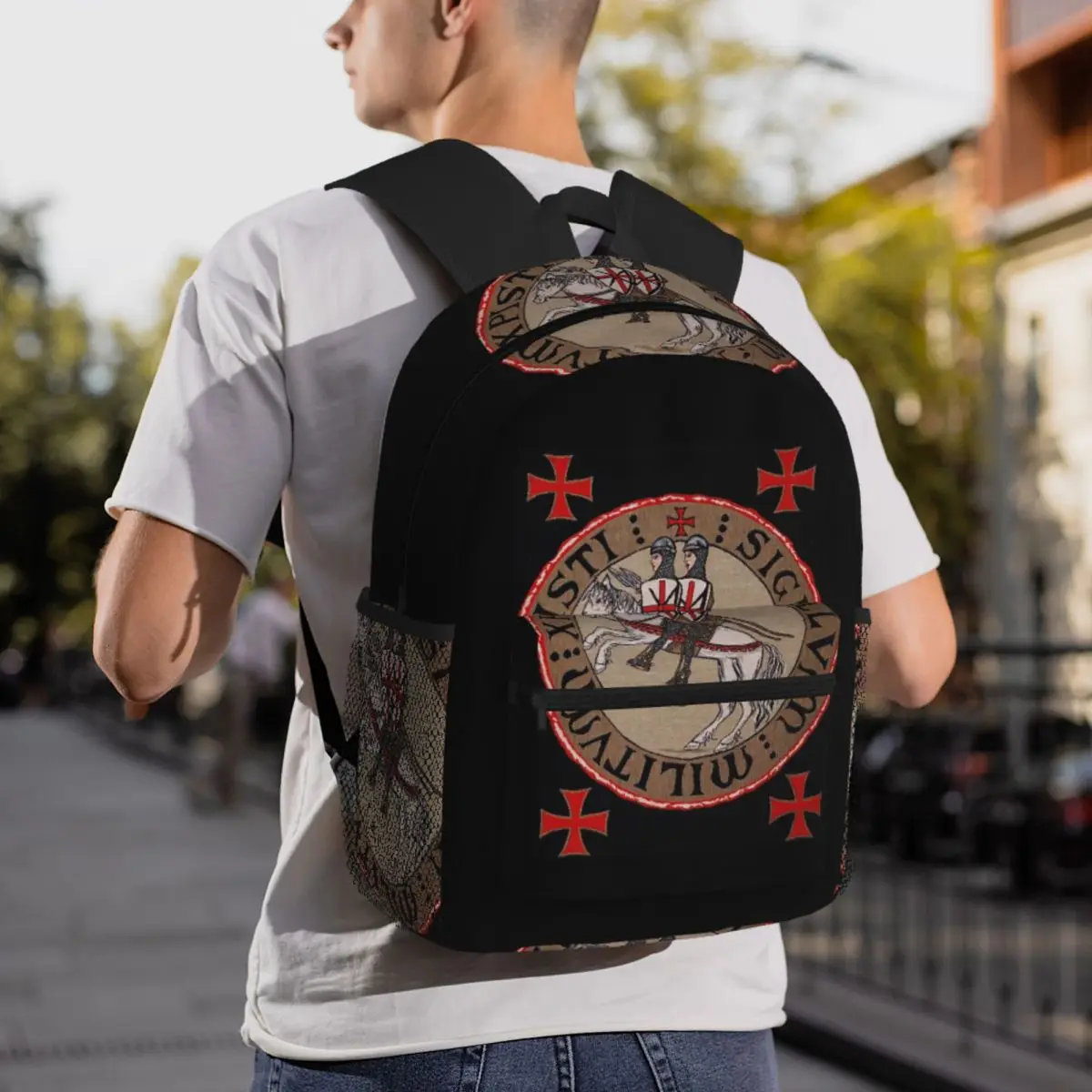 Medieval Seal Of The Knights Templar 1 Backpack Daypack Large Capacity Children BookBag School Bag Shoulder Bags for Men Women