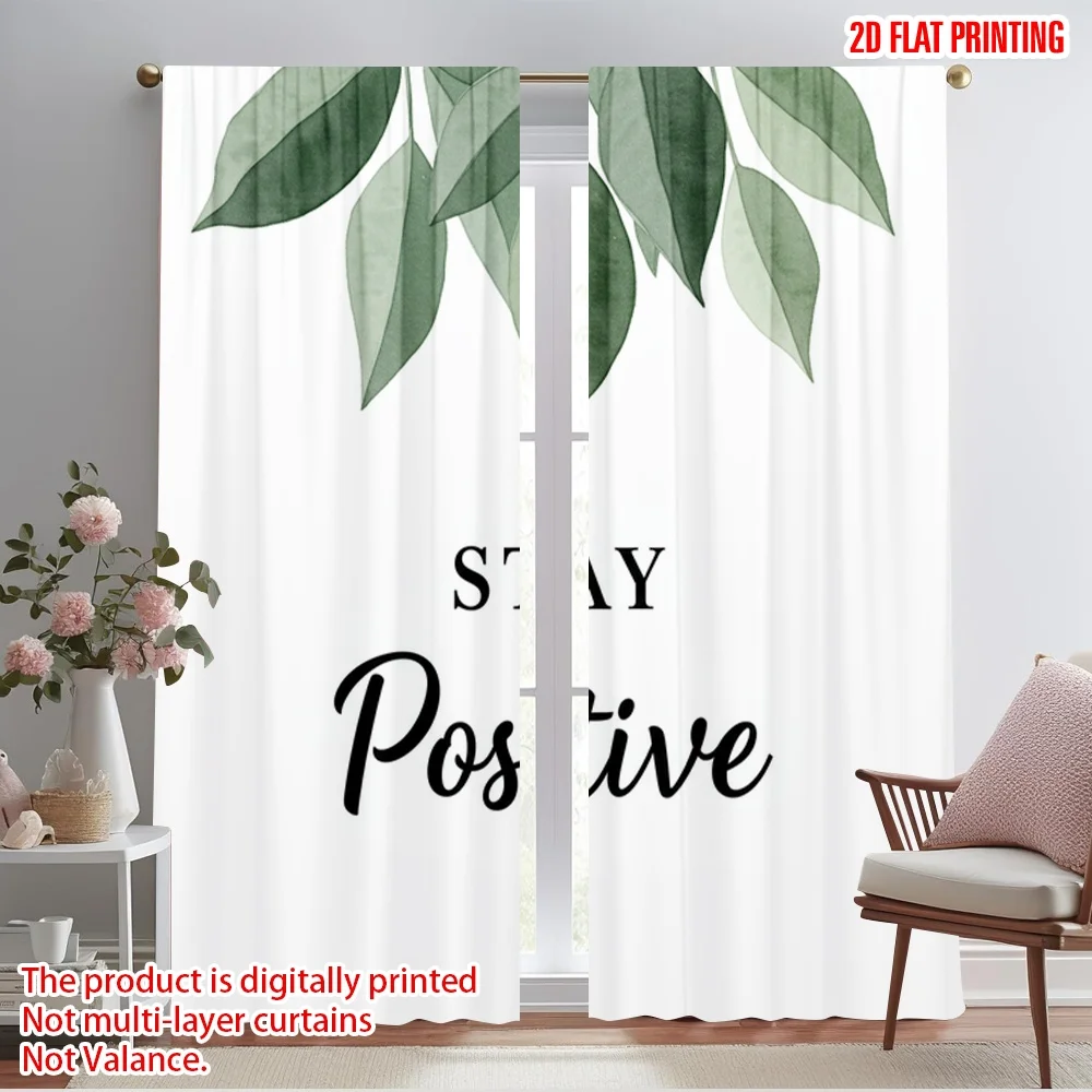 

2pcs 2D flat printing Window Drapes Stay Positive Leaf Polyester Without Electricity Party Decorations Use for General Festive