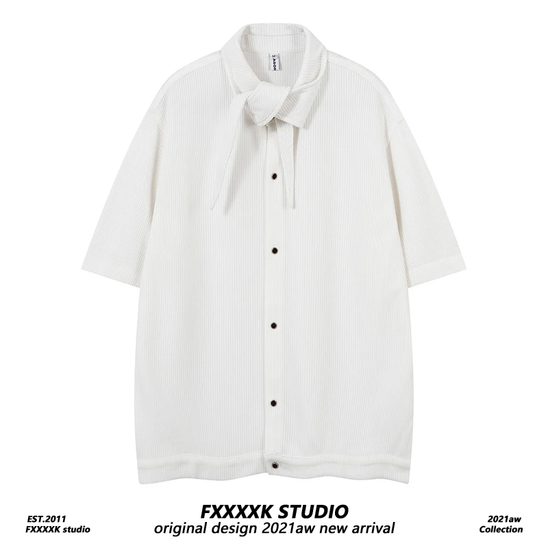 

FXK Original American Casual Creative Collar Design ort Sve irt ex Wfle Patterned Versatile Comfortable Summer S...