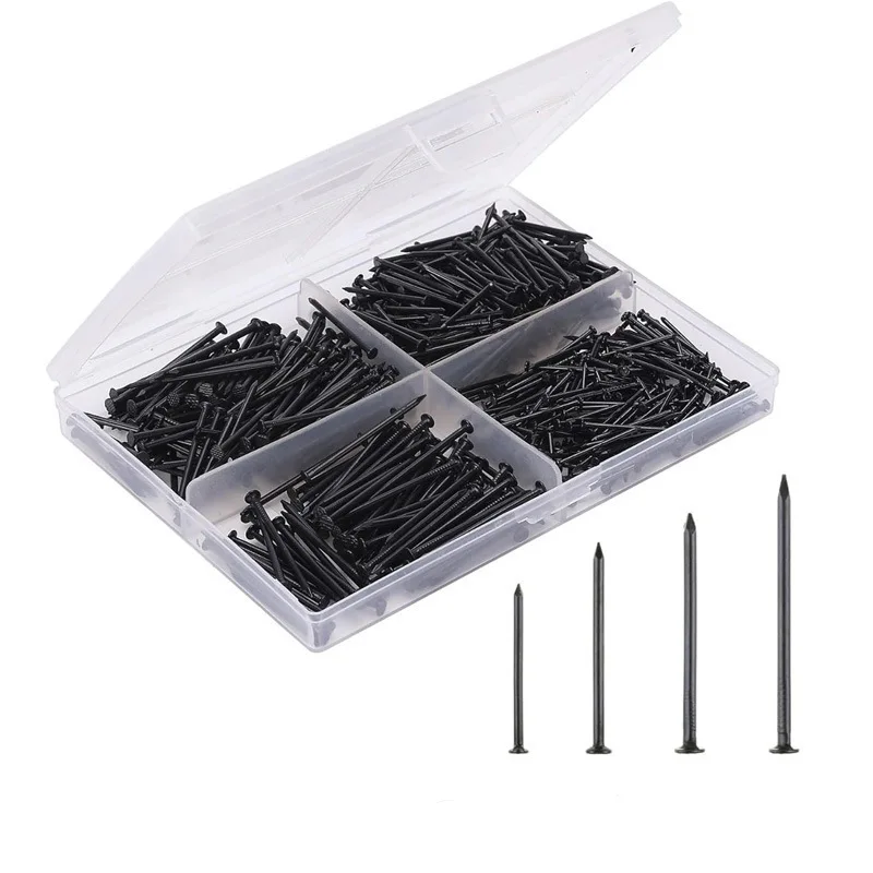 200pcs black steel nail set 20/25/30/38mm classified boxed hardware tools nail combination