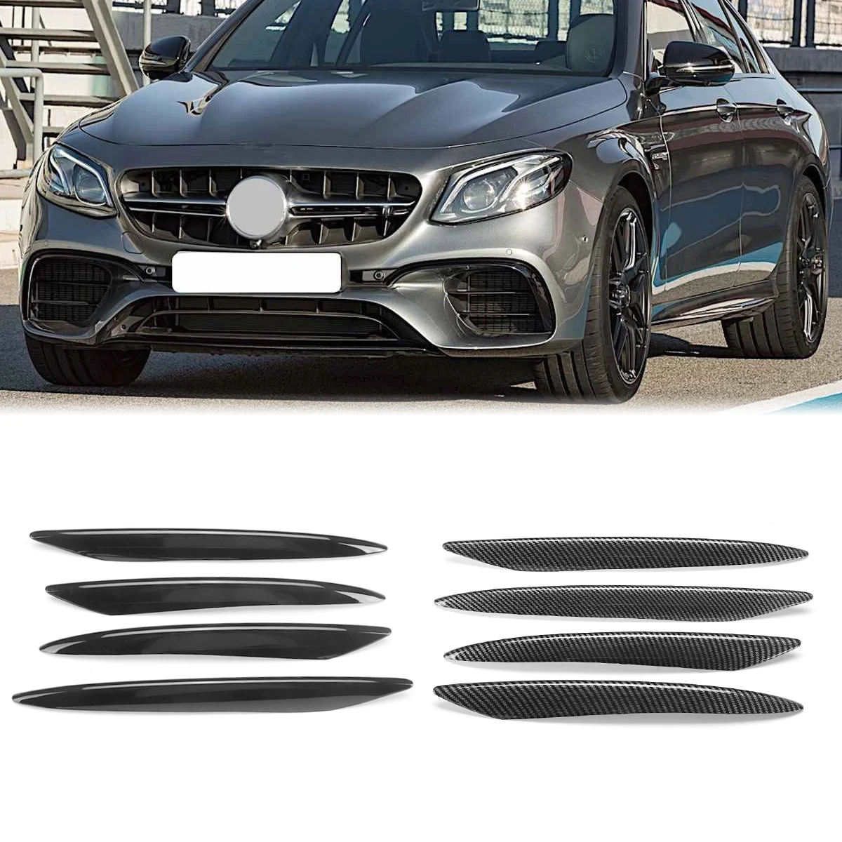 

W213 Fog Light Trim Front Bumper Foglamp Cover Splitters For Mercedes Benz E Class E260 E300 E53 2021+ Car Accessories Black