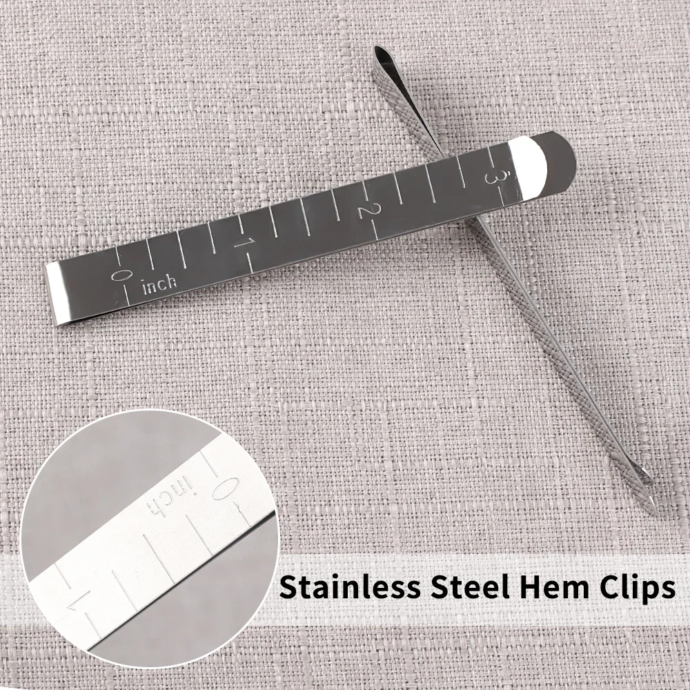 Stainless Steel Sewing Clips Hemming Ruler Clip Machining and Hand Sewing Fixing Ruler Clothing Stitching Pinning Marking Tool
