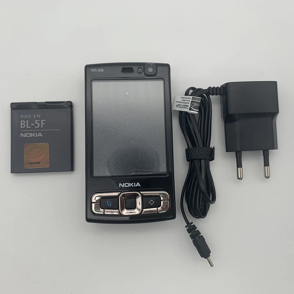 هاتف Nokia N95 الأصلي بسعة 8 جيجابايت مصنوع في فنلندا يدعم اللغة الإنجليزية وحالة جيدة