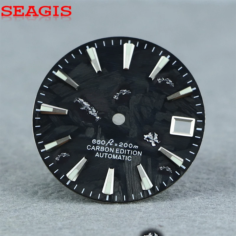 

SEAGIS 28.5mm Carbon Fiber Dial NH35 Movement BGW9 lume No Logo High quality watch face