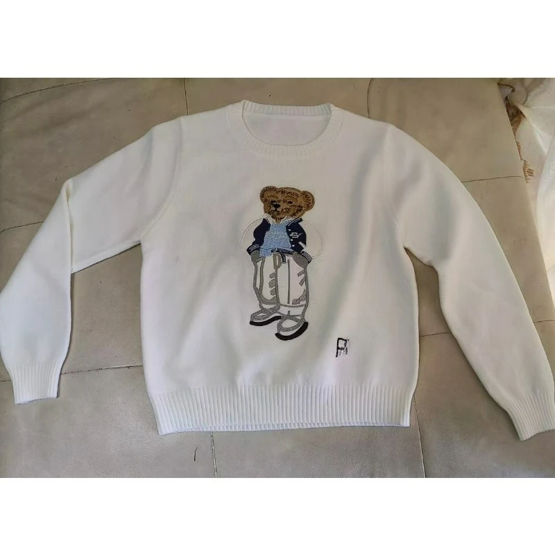 Nuovo arrivo Cartoon Teddy Bear Ricamo Pullover Donna Autunno Nuovo O-Collo Manica lunga Maglieria in cashmere Maglione stile preppy