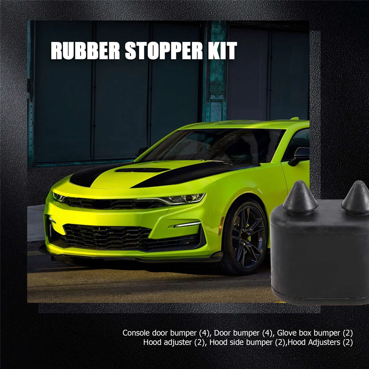 

Rubber Stopper Bumper Asst Kit + Hood Adjusters for Chevrolet Camaro 1967 1968 1969 -AB16