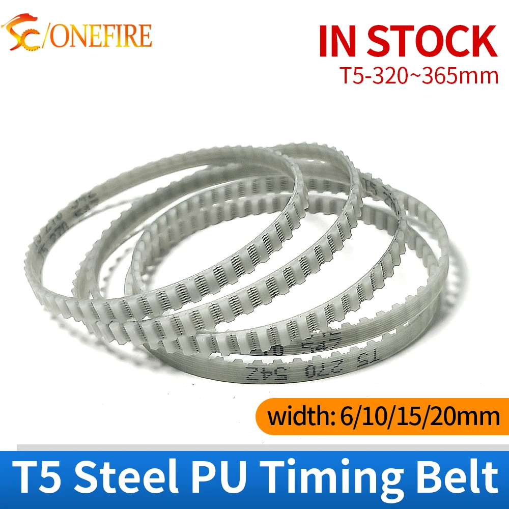 

Trapezoid T5 Steel Timing Belt PU Width6/10/15/20mm T5-320 325 330 340 345 350 355 360 365mm Polyurethane Belts for Pulleys