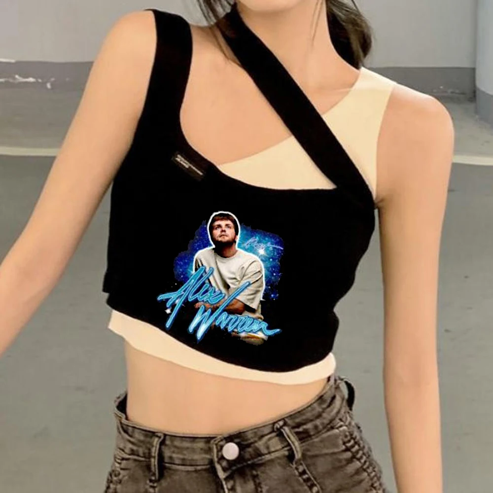 Alex Warren crop top women summer manga party goth scene  top tees emo summer graphic alternative  gothic