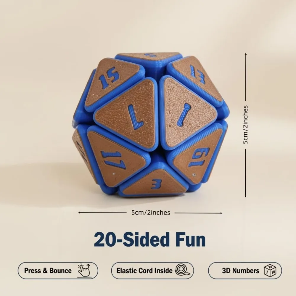 Squishy D20 Fidget impreso en 3D: cubo para aliviar el estrés para la ansiedad y el enfoque, juguete sensorial que clic satisfacen para adultos
