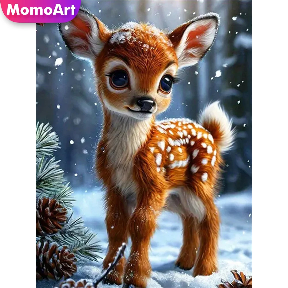 Momoart Diamond Embroidery Deer Animal Painting Pattern for Adults Beginners Full Square Round Diamond Mosaic DIY Unique Gift