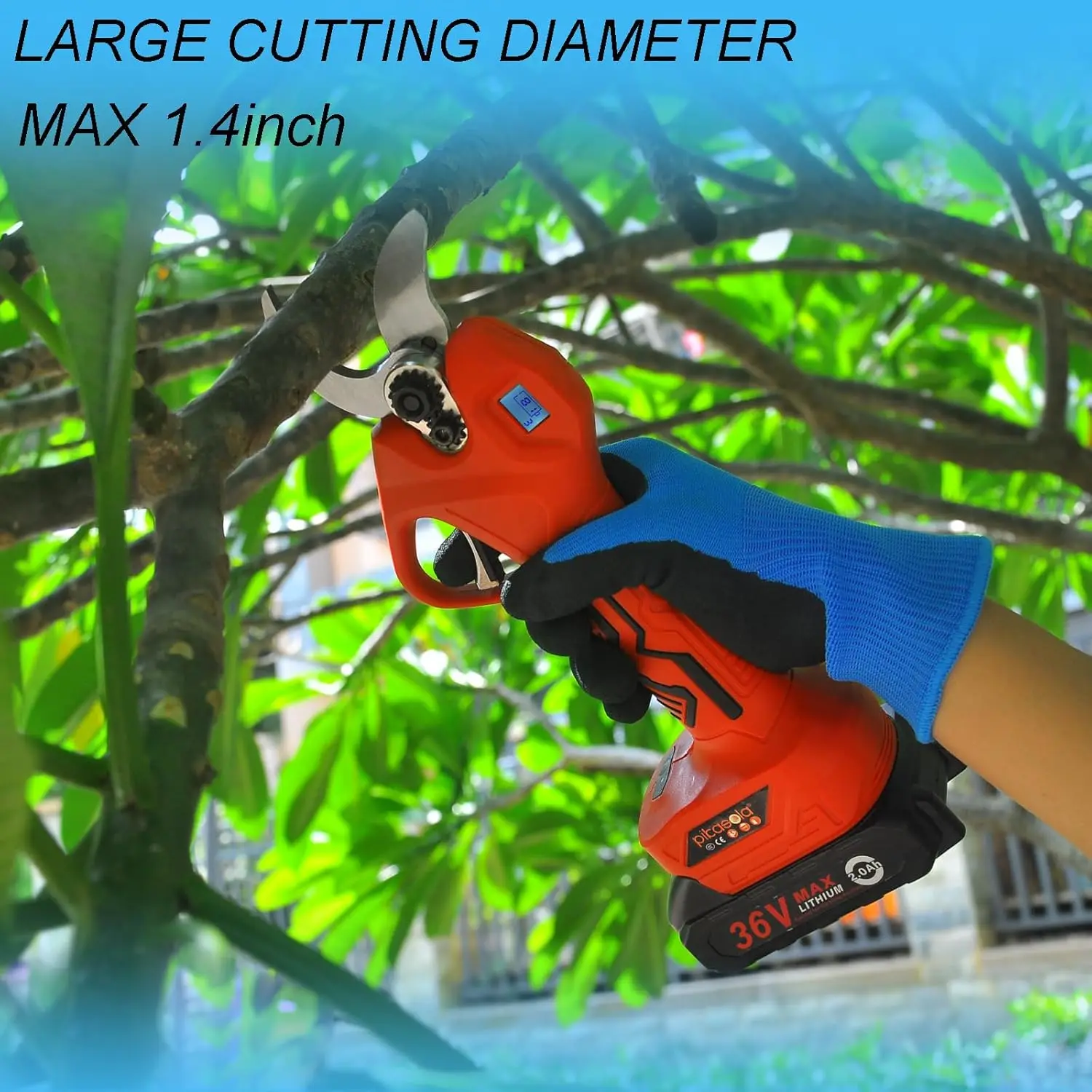 Electric Pruning Shears for Bushes, Tree Branch, Limb, Cordless Electric Pruner with 2 Lithium Battery, 6-7 Working Hours, 1.2in