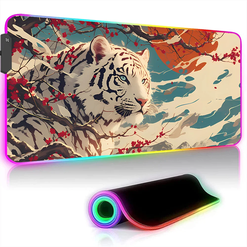 Computer Mat WHITE TIGER UNDER THE SUN Gaming Keyboard Xxl Mouse Pad 900x400 Desktops Desk Accessories Office Gamer Rgb Mousepad