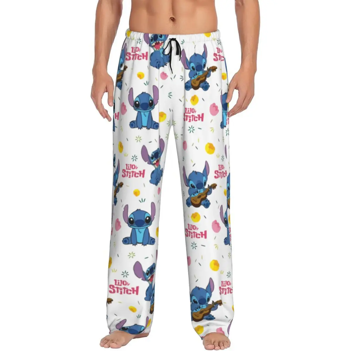 

Пользовательские Lilo Stitch мультфильм аниме манга пижамные штаны мужская одежда для сна Lounge штаны для сна стрейч с карманами