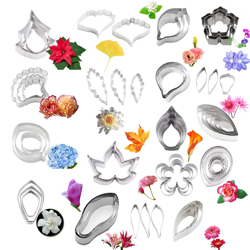 20 Styles Flower Petal Silicone Cutters Artcraft Cold Porcelain Mould Clay Home Decorating Clay Wax Flower Earring Cutting Tools
