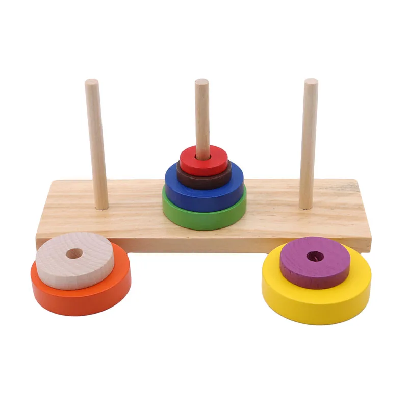 Hanoi Tower Kids Educational Toys Wooden Puzzle Stacking Tower Early Learning Classic Mathematical Puzzle Children Baby Toys