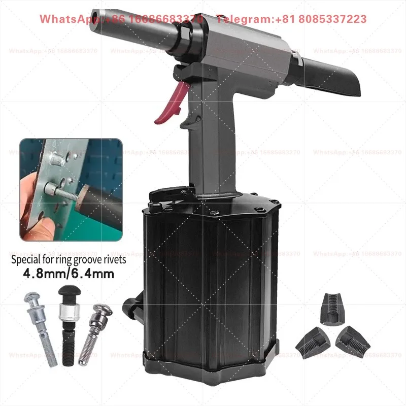 Yase BOM Series Pneumatic Rivet Gun 4.8mm-6.4mm Air Riveter Ring Groove Huck Nail Puller Industrial Air Riveting Power Tool