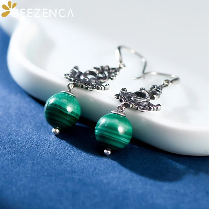 أقراط أذن من GEEZENCA مصنوعة من الفضة الإسترليني عيار 925 على شكل ملكيت طبيعي من الفضة الإسترليني عيار 2023 أقراط أذن عصرية عصرية من طائر الفينيق أقراط أذن متدلية هدية رائعة