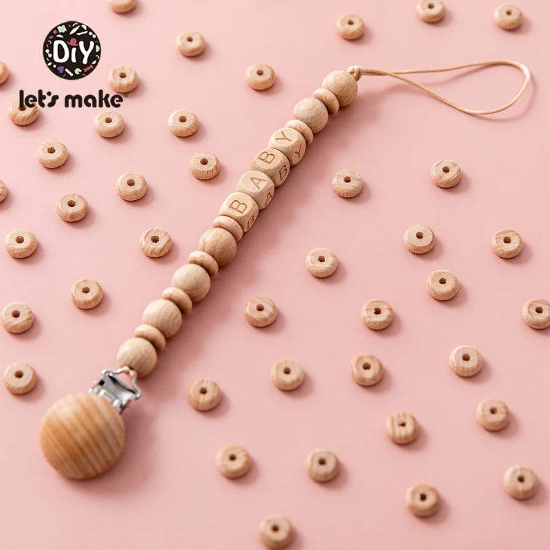 Let\'s Make 50pc 10mm Beech Abacus Beads Wood Beads Necklace DIY Food Grade Baby Teether Beading Nipple Wood Chain Accessories
