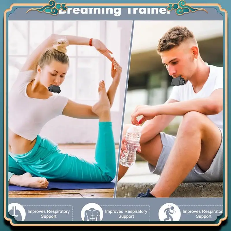 

Новейший тренажер для дыхания Портативный тренажер для дыхания Тренажер легко чистится для йоги, фитнеса и спорта Черный