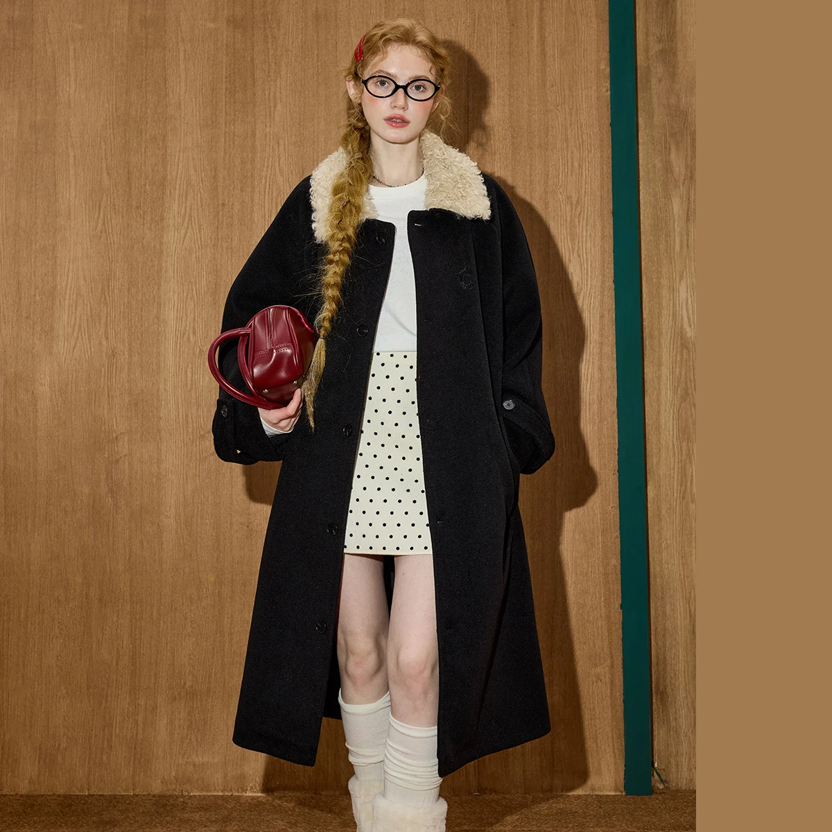 

2025 зимнее женское минималистичное длинное шерстяное пальто большого размера до колена, пальто с меховым воротником, тренч, классическая элегантная верхняя одежда