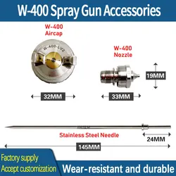 W-400 페인트 스프레이 건 노즐 바늘 LV2 에어 캡 세트 W400 부품 부품 액세서리 수리 키트