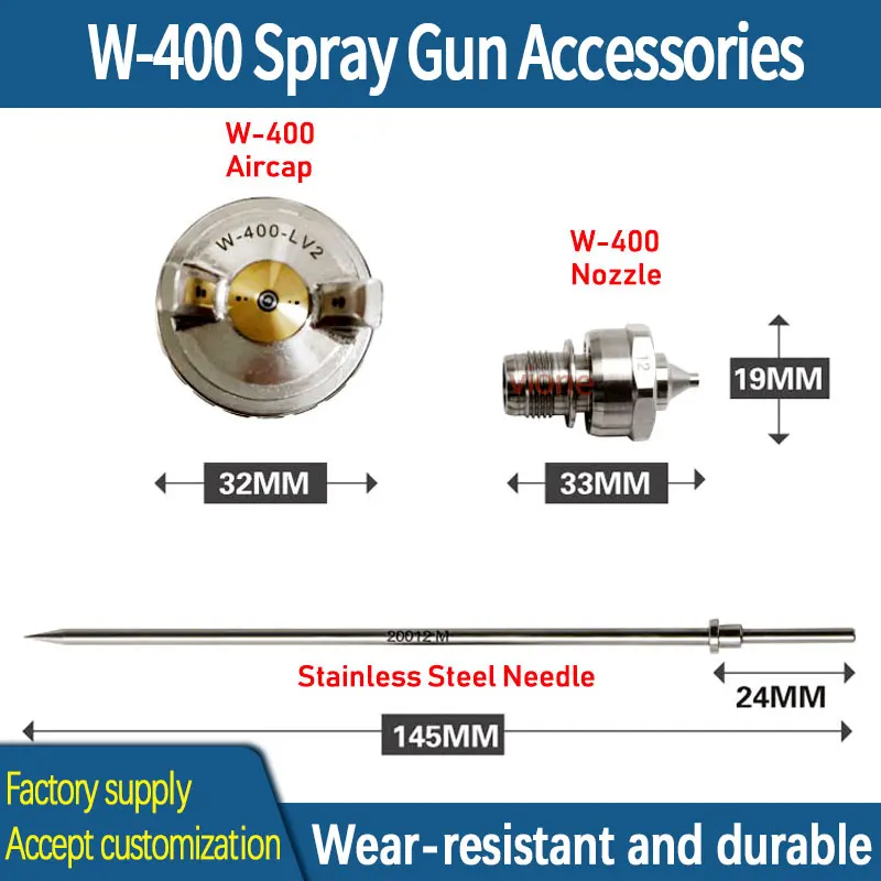 Japan W-400 Paint Spray Gun Nozzle Needle LV2 Aircap Set W400 Parts Component Accessory Repair Kit