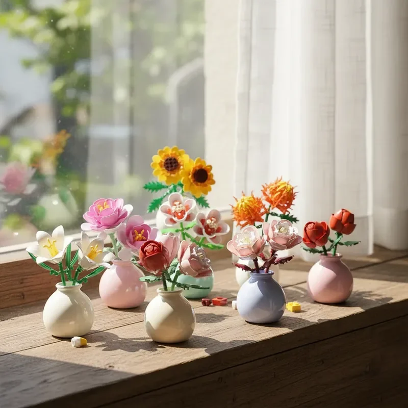 

НОВИНКА: Конструктор «Цветы в вазе» DIY – Вечный букет, декор для дома и рабочего стола, подарок на день рождения для девочек, игрушка