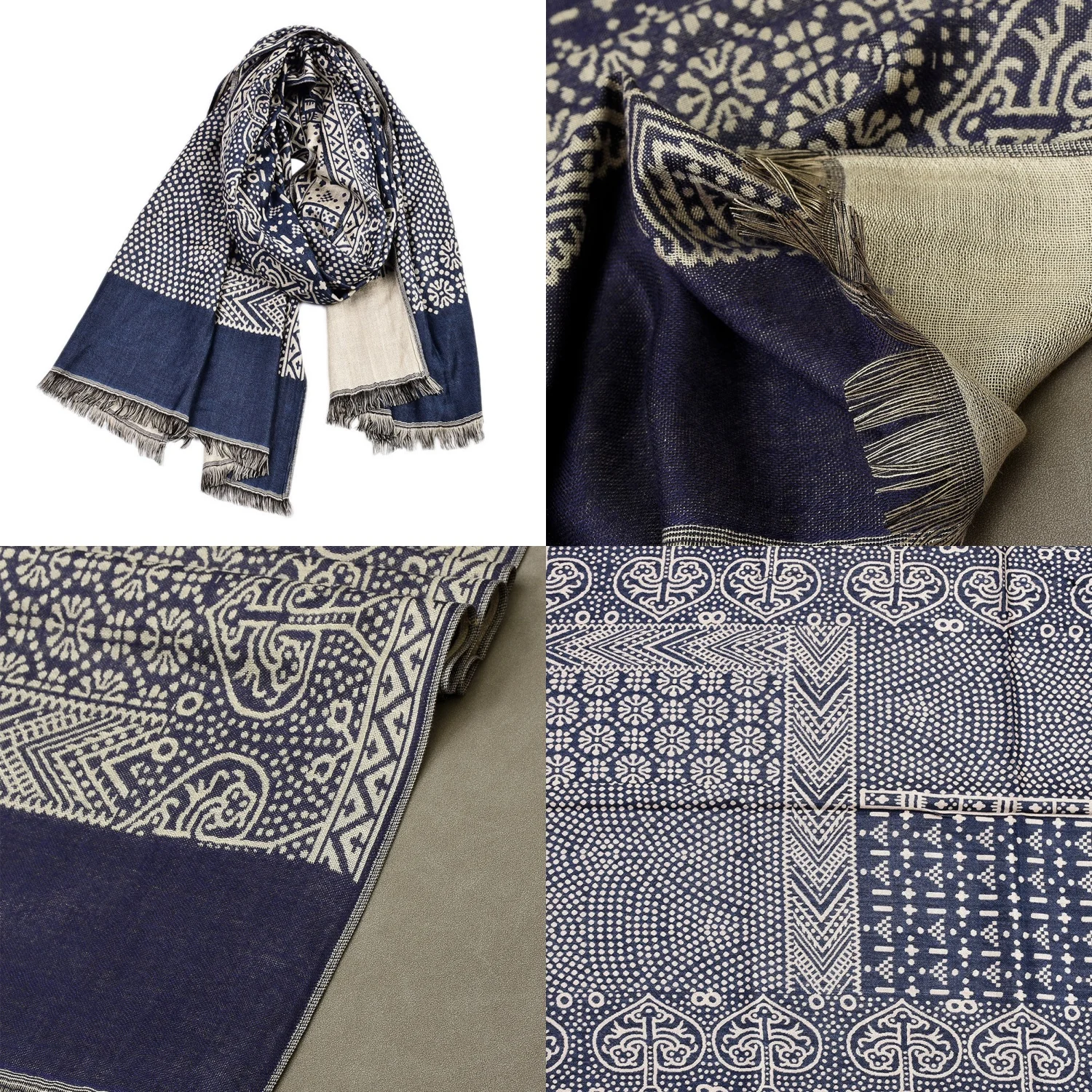 

Men's Cotton Jacquard Soft Warm ScarfThickened Warm Scarves Male Brand Short Tassel Bufanda