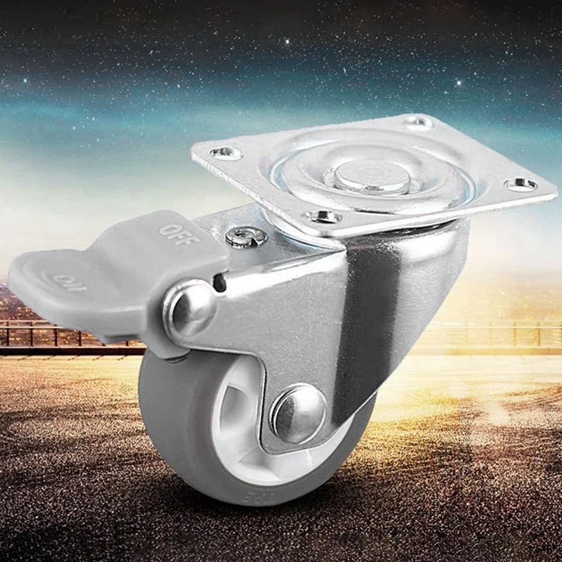 4 ชิ้นหมุนเงียบยางล้อสําหรับเฟอร์นิเจอร์ล้อไฟฟ้า SH-025 (1 นิ้ว)