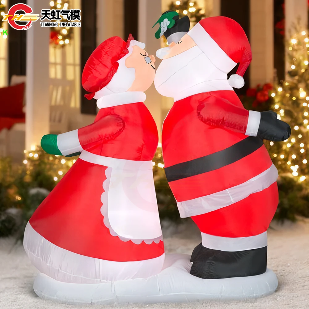 Customized Giant Inflatable Santa Claus Couple Advertising Used Blow Up Santa Old Man Cartoon for Xmas Decoration