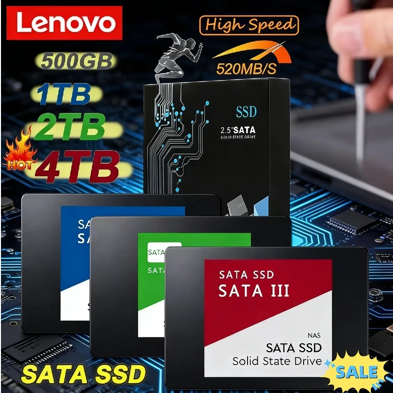 

Lenovo 4TB Portable External SSD, SATA3 High-Speed Solid State Hard Drive, External Storage Disk for Laptop PC