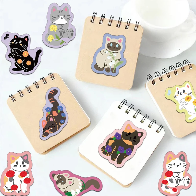 

50 PCS Funny Cartoon Cat Stickers Colorful Lace Graffiti Scrapbooking Phone Laptop Helmet Bottle Stationery Decals Children Toys