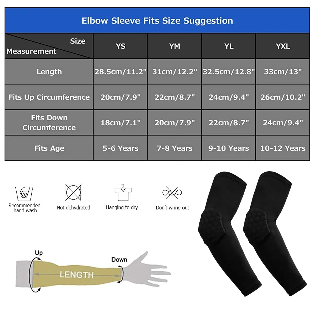 1Pcs Knee and Elbow Pads for Kids Youth Honeycomb Compression Sleeves Pads Guards Sports for Basketball, Football, Cycling