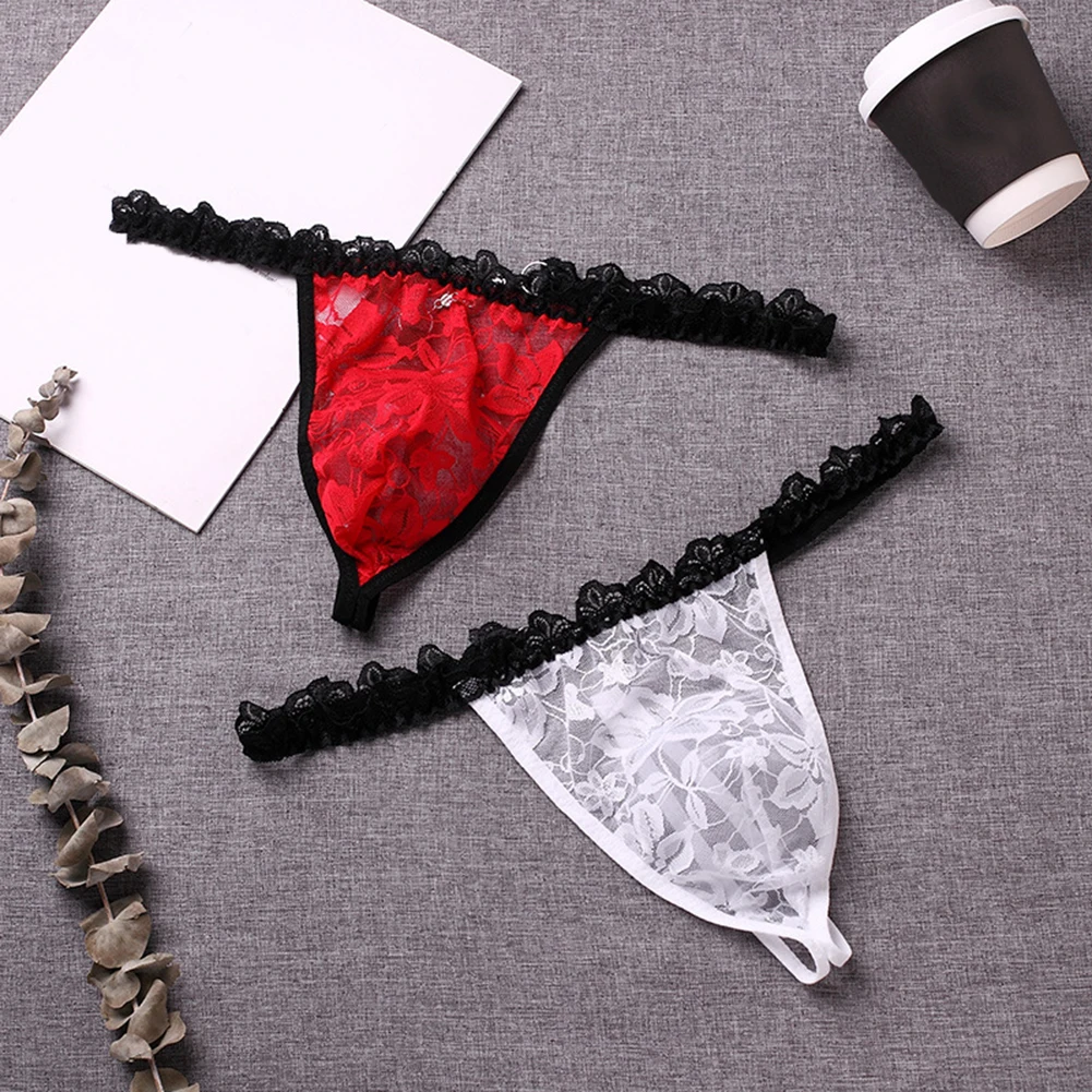 1 قطعة رجل مثير الدانتيل ثونغ سيسي شير T الظهر G-سلاسل الملابس الداخلية الأساسية مريحة فضفاضة انظر من خلال بانتي غريبة مثلي الجنس الساخن سيور #4