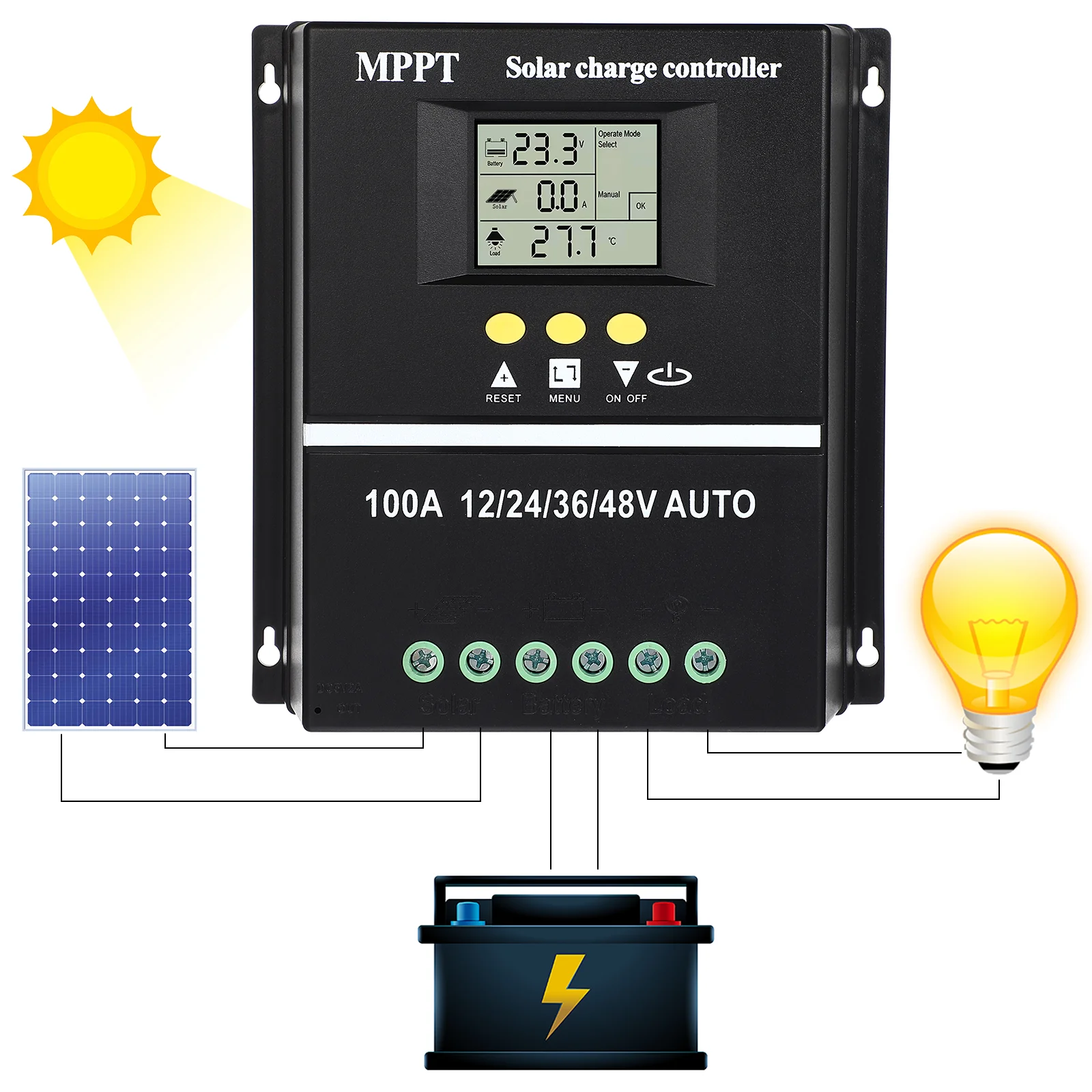 

Auto Solar Panel Controller 24v Regulator Mppt Charge 100a Aluminum Profile