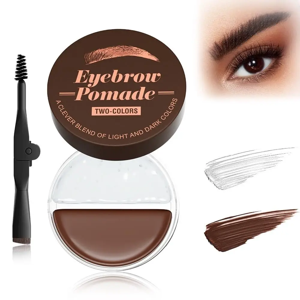 

With Brush Two-Colors Eyebrow Pomade Waterproof Quick Drying Eyebrow Cream Long Lasting Sweat-Resistant