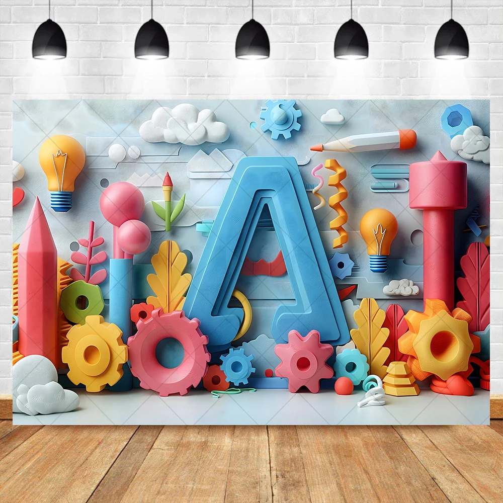 Children Boy Girl Birthday Party Building Blocks Toys Background Cover Decoration Photography Background Photo Banner Studio