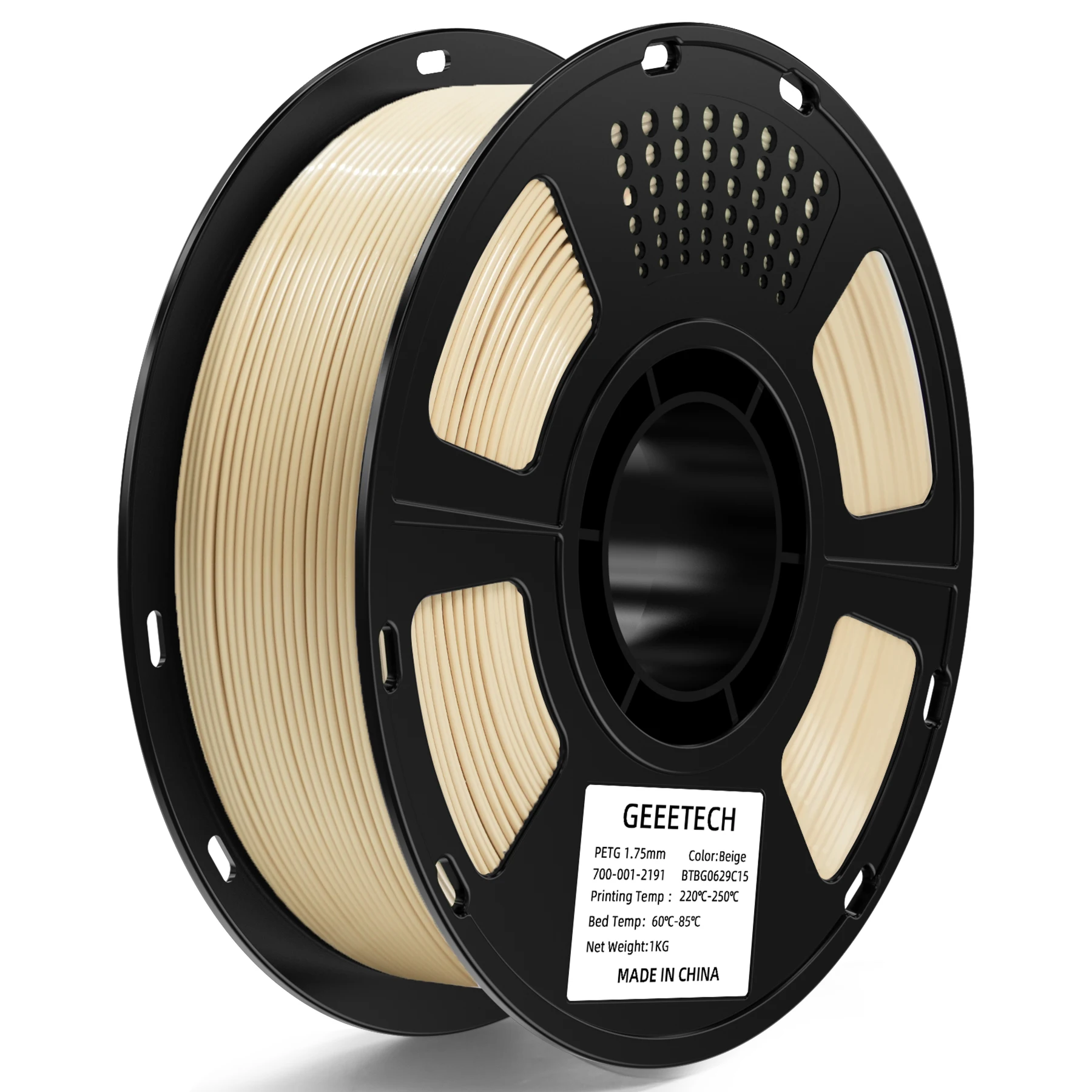 GEEETECH 1kg 1.75mm 1KG (2.2LBS) PETG Puro, Filamento per Stampante 3D, Confezione Sottovuoto, Senza Grovigli, Materiali per Stampa 3D