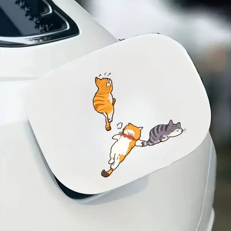 

Playful Tugging Cats Watercolor Vinyl Sticker, Cute Cartoon Decal for Car Window & Surface Decoration