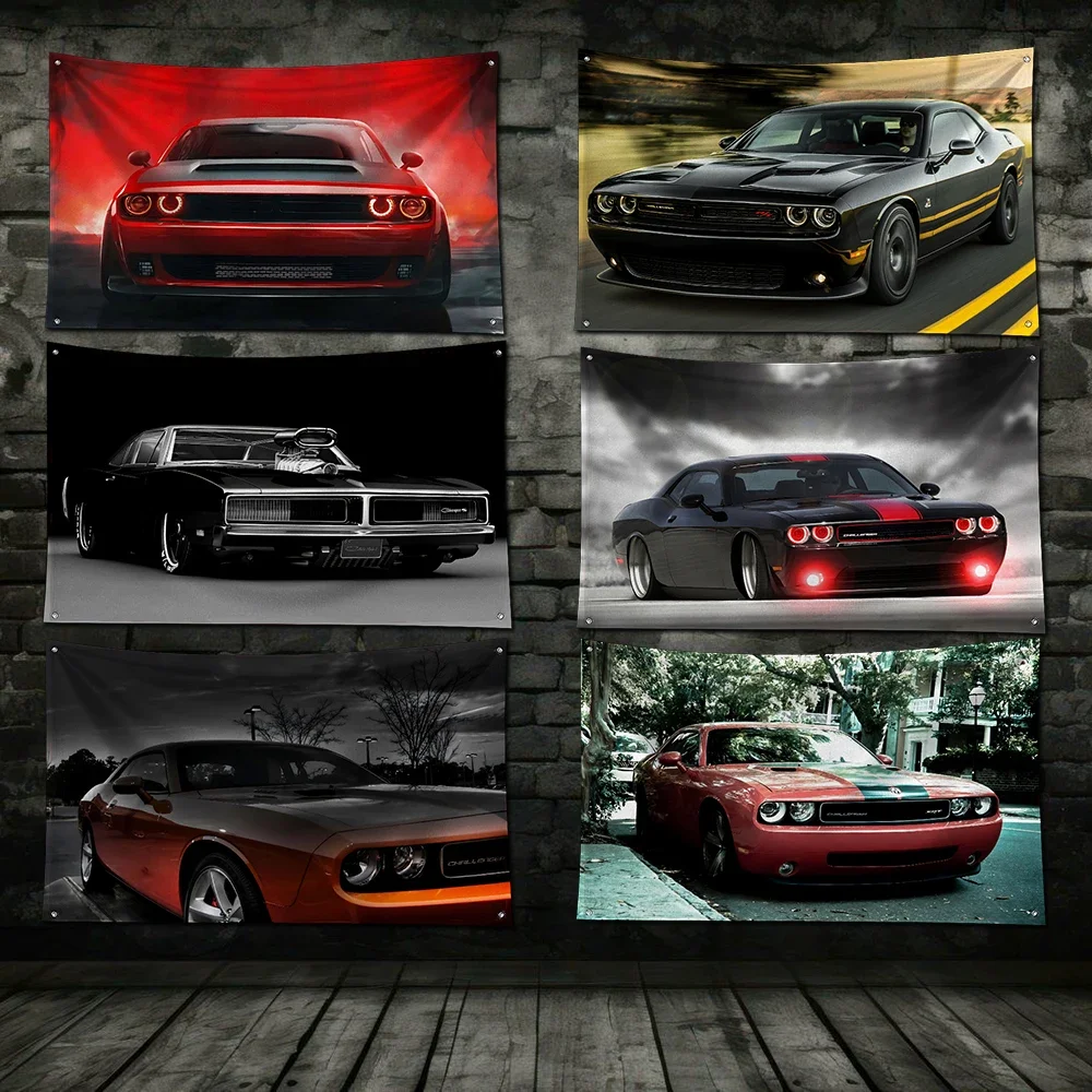 لافتة طباعة رقمية من البوليستر بعلم سباق السيارات مقاس 3 × 5 أقدام لتزيين المرآب أو الباب الخارجي