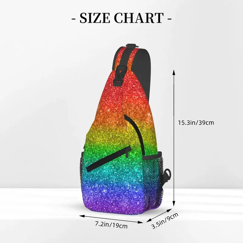 Mochila de hombro con purpurina personalizada para hombre, bolso cruzado de pecho con bandera de arco iris, LGBT, Orgullo Gay, informal, para viajes y ciclismo