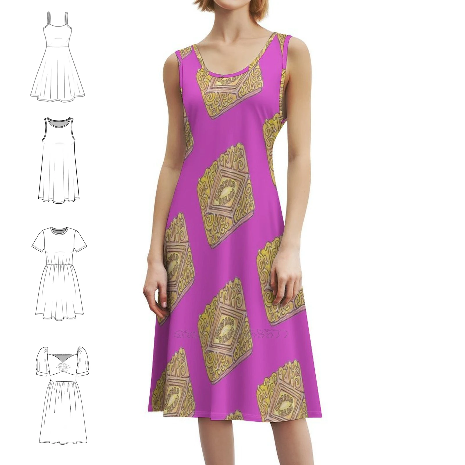 Custard Creams Korean Style Dress For Women Elegant Casual Dress For Party Or Daily Wear Biscuits Custard Cream Evening Dress
